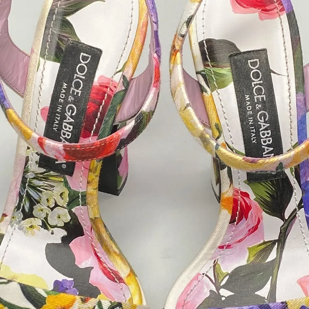 Dolce & Gabbana floral-print gabardine platform sandals size 38